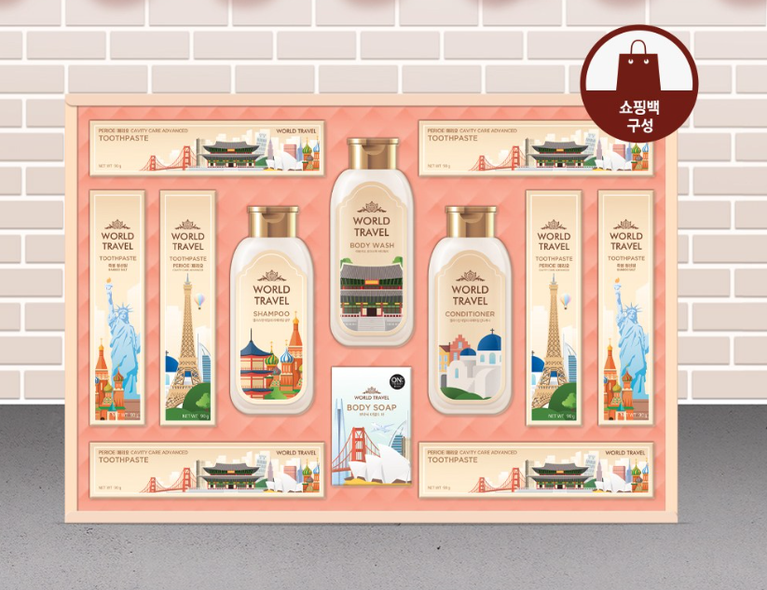 LG생활건강 월드트레블에디션 헤어바디케어 선물세트 + 쇼핑백, 1세트
